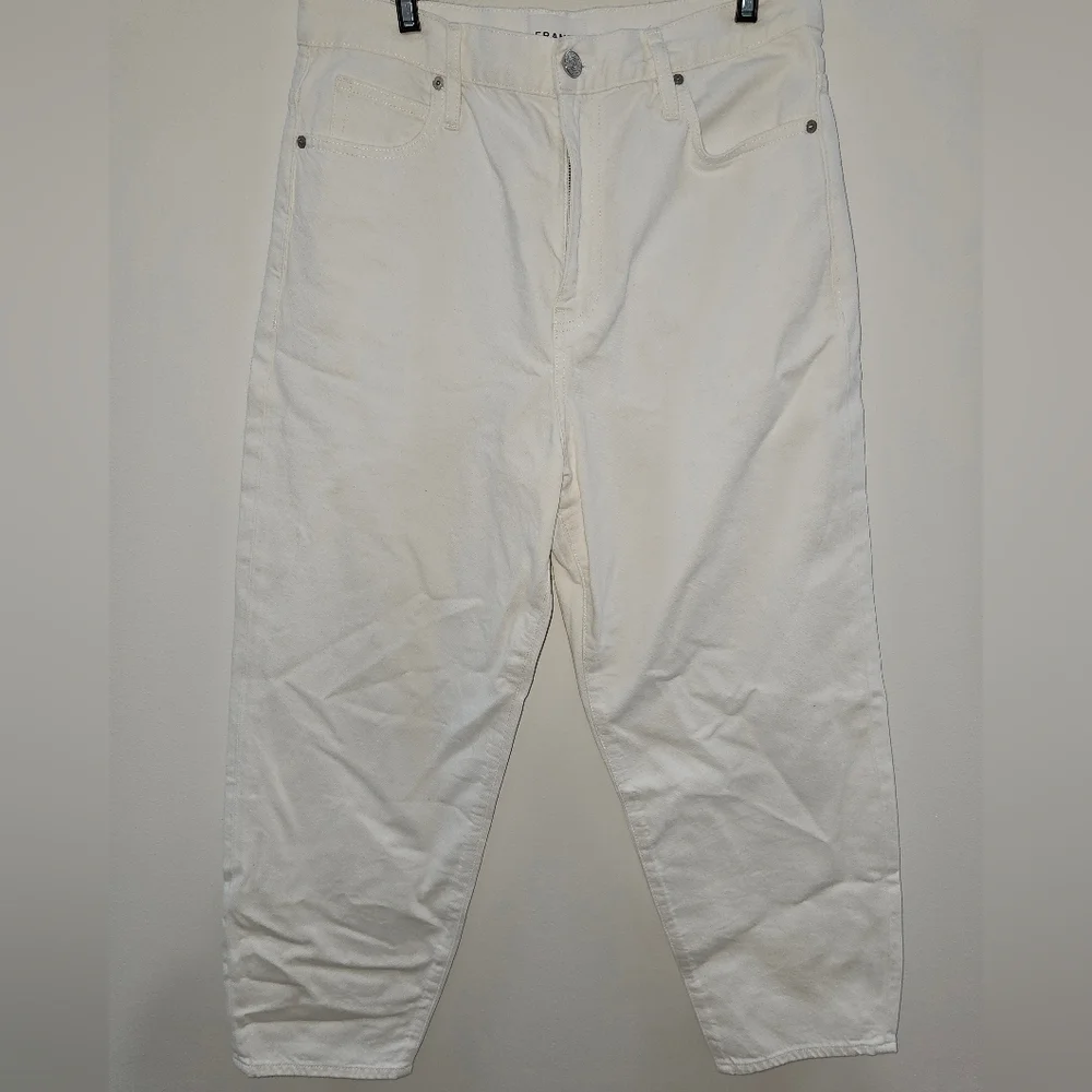 Frame Denim Jeans Womens 32 Ultra High Rise Barrell White LIKE NEW - Picture 5 of 13